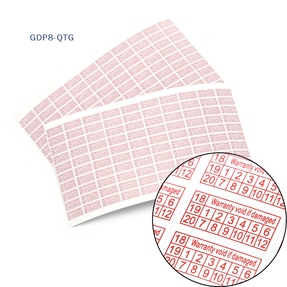 Venda quente 200 peças de garantia nula se removido adesivo ano cor vermelha formato retângulo etiqueta frágil adesivos