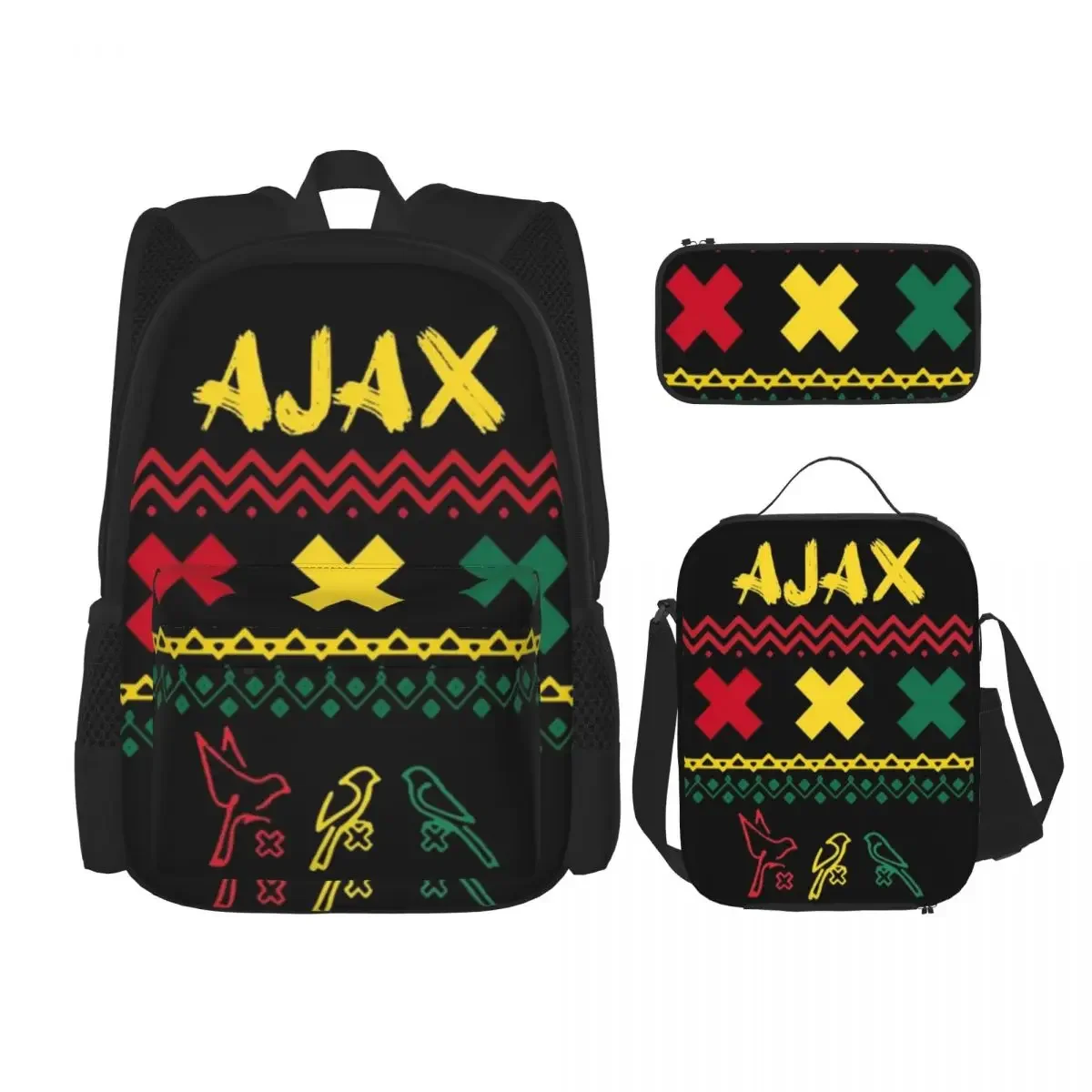 Ajax Bob Marley15 Backpacks Boys Girls Bookbag Students School Bags Cartoon Kids Rucksack Lunch Bag Pen Bag Three-Piece Set