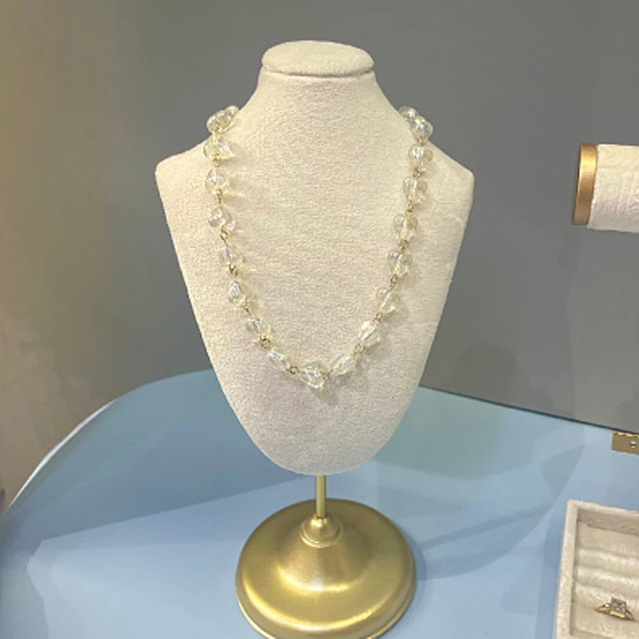 

Hot Sale Gray Beige Velvet Necklace Jewelry Display Earrings Stand Organizer Pendants Mannequin Model Bust Show Rack
