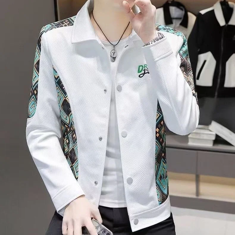 

Мужская повседневная куртка 2025 года: весенне-осенняя, приталенная, с воротником-стойкой, в стиле пэчворк, высококачественная, универсальная, молодежная, модная верхняя одежда