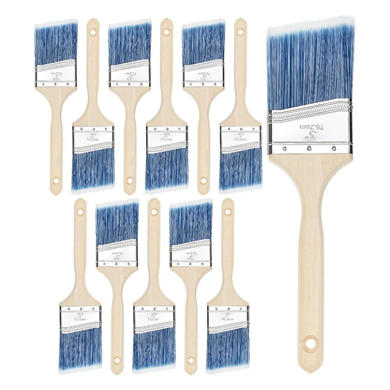 

Paint Brushes, 3 Inch, 12 Pack, Angle Brushes, Treated Wood Handle, Paint Brushes For Walls, Wall Paint Brushes