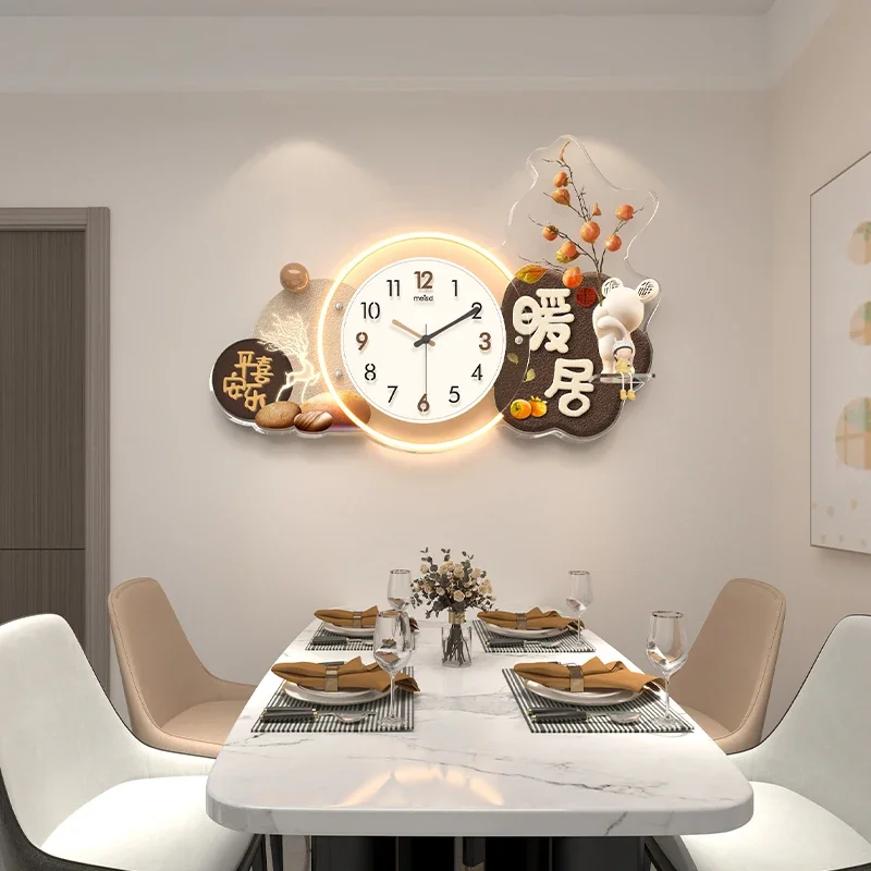 Nature Living Room Kitchen Wall Clock Light Style Art Digital Wall Clock Luxury Cute Design Orologio Da Parete Home Decoration