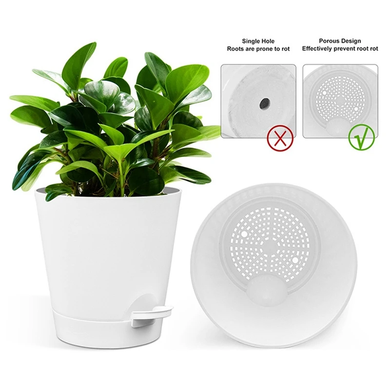 Imagem -02 - Beau-self Rega Vasos de Plantas Anti Raiz Apodreça Vaso de Flores Ventilado de Plástico Reservatório de Pires Profundos