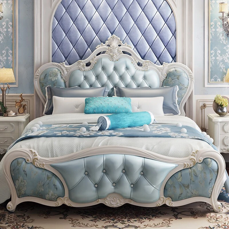 Double Frame Bed Princess Headboard European Simple Bed 180x200cm Luxury Upholstery Letto Matrimoniale Salon Home Furniture