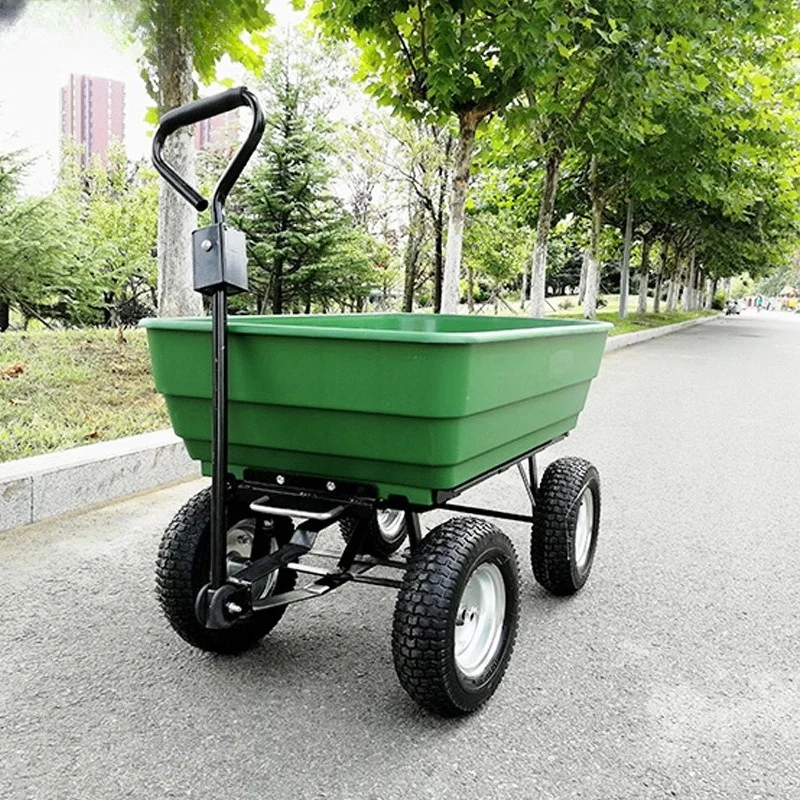 Folding Dump Trailer Cart Household Gardening Vehicle with Free Air Pump And Tools - Flatbed Agricultural Outdoor Transport