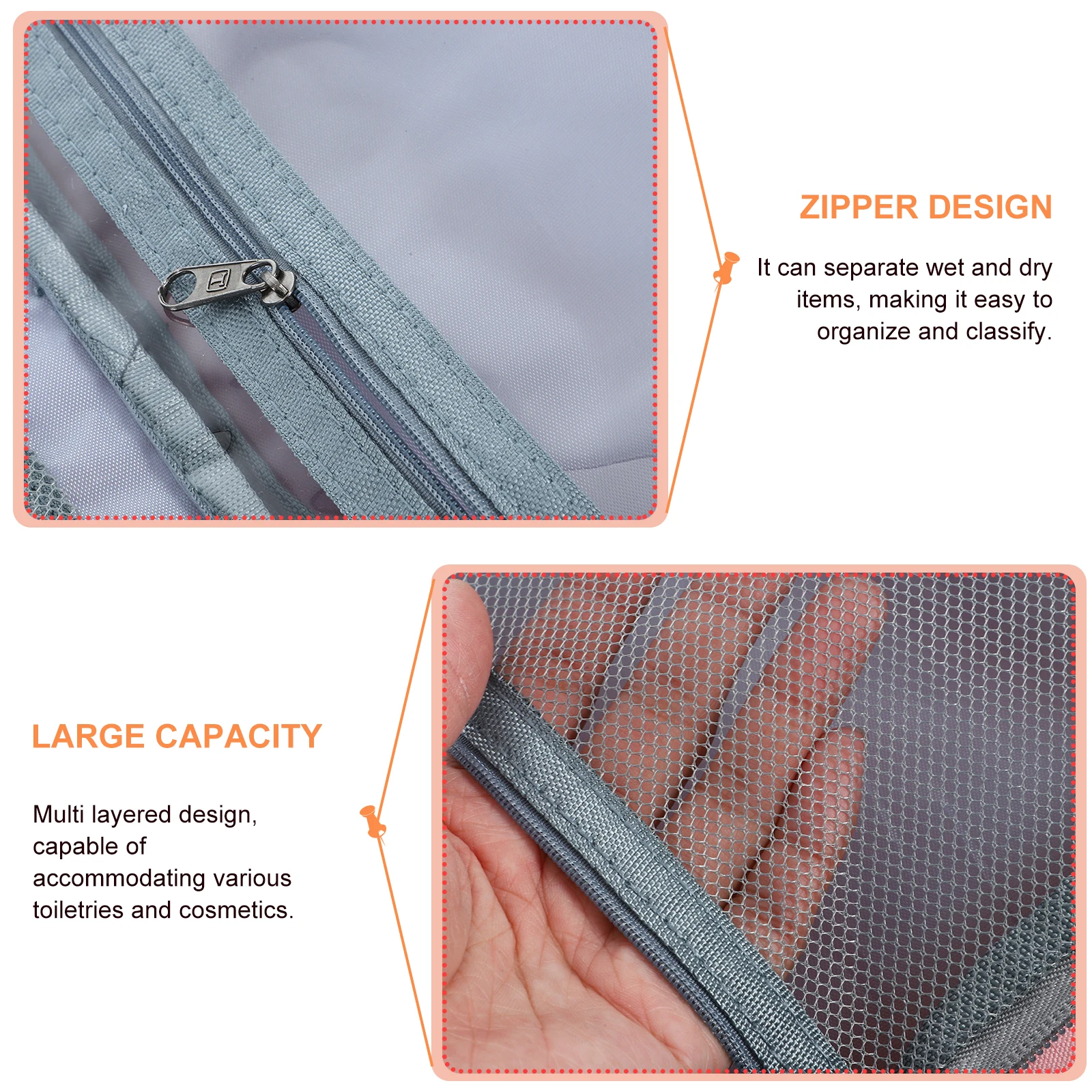 

Waterproof Toiletry Bag Makeup with Zipper Bags for Women Portable Pvc Organizer