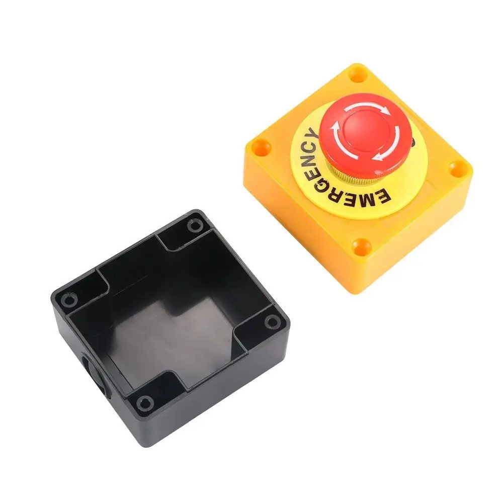 Red Sign Push Button Switch Waterproof Plastic Emergency Stop Button Switch Box Lockable Emergency Stop Button Mushroom Cap
