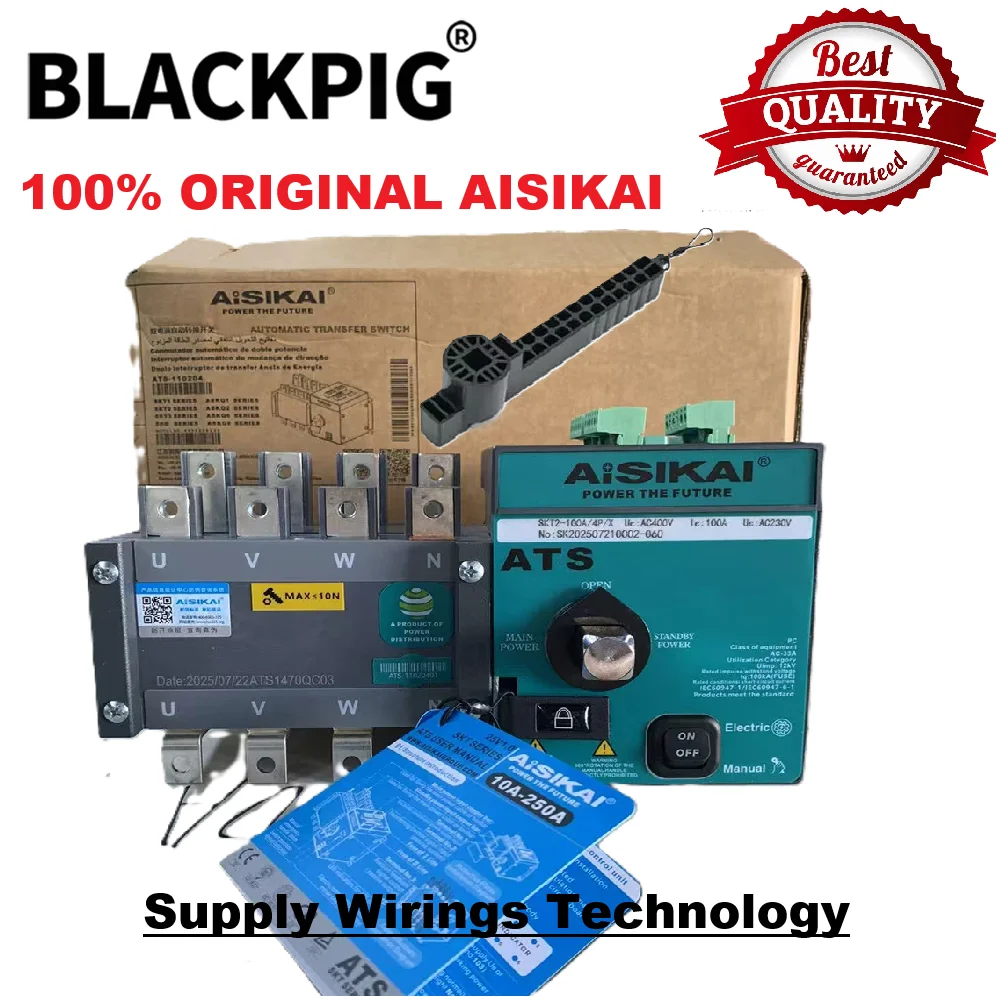 2026 Aisikai ATS 250A 300A 4P Genset Dual Power Automatic Transfer Switch AC220V Control Voltage For Diesel Generator Parts