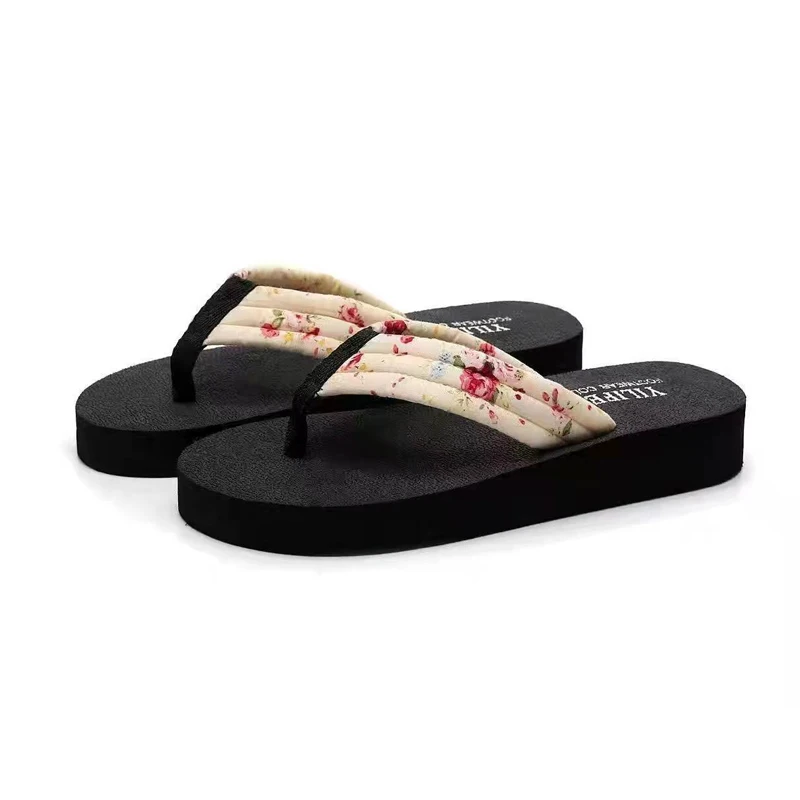 Fashion Flip Flops Beach Women Shoes Slippers Flat Open Toe Floral Slipper Summer Sandals For Woman Flat Slide Indoor House