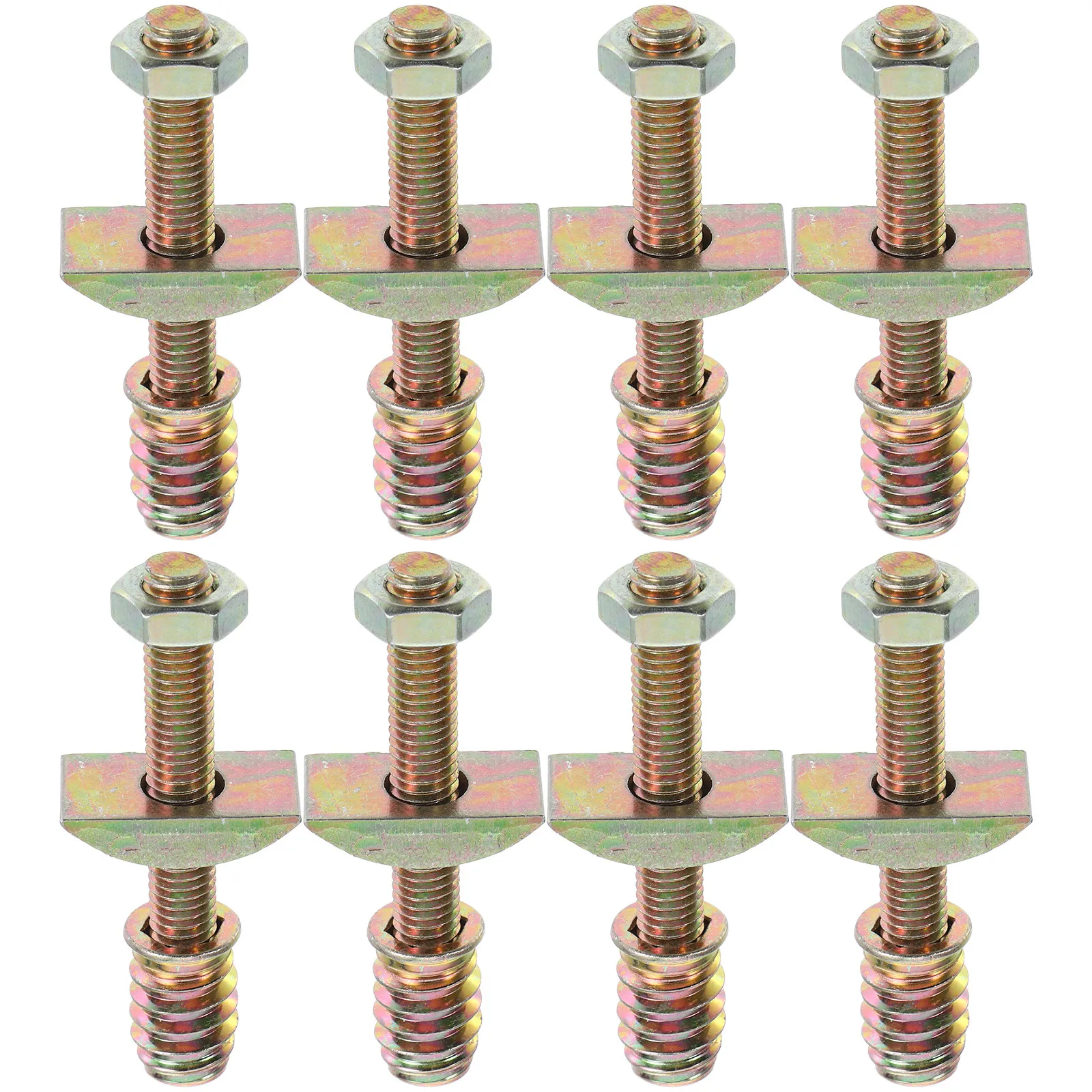 8Sets Bed Frame Spare Parts Threaded Pin Nut Kit Iron Connector Repair Replacement Screws Bolts Hardware for Headboard Footboard