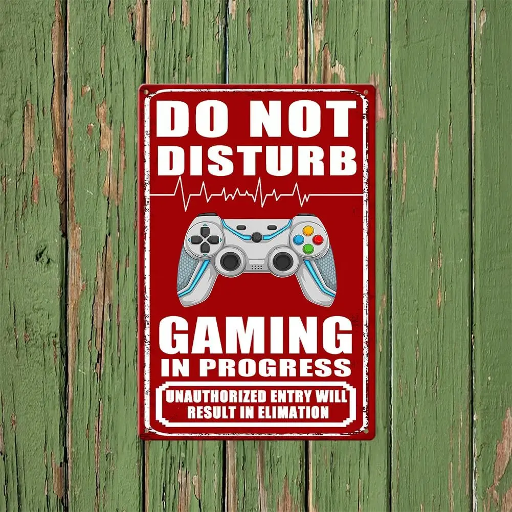 Vintage Game Room Decor, 8X12 In Do Not Disturb Metal Sign For Bedroom Wall Decor Gaming In Progress Metal Tin Sign Wall