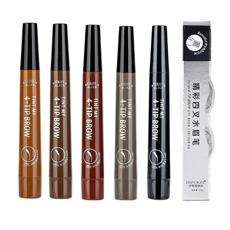 Crayon à sourcils à quatre fourchettes, Simulation sauvage, imperméable, résistant à la sueur, longue durée, sans bavures, liquide fourchu