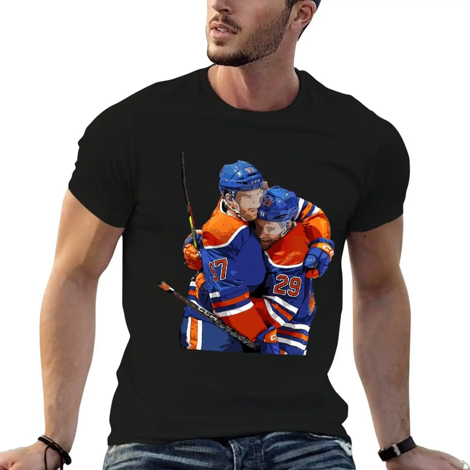 

McDavid + Draisaitl T-Shirt cotton tshirt 100% man graphic t shirt T-Shirt