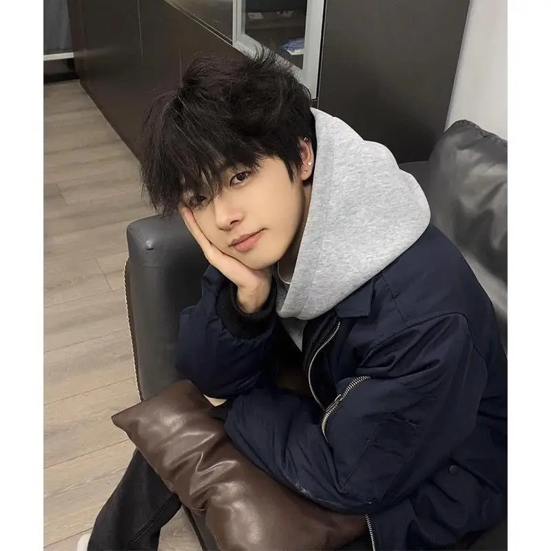 Мужская куртка Harajuku, осенне-зимняя Cleanfit, темно-синее хлопковое пальто, винтажный летный стиль, теплая верхняя одежда-пуховик, свободная посадка, повседневная мода