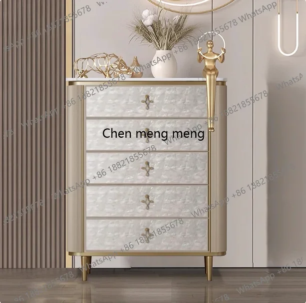 New arrive Modern light luxury Italian shell rock slab chest, simple modern living room, bedroom, secret cabinet, drawer, storag
