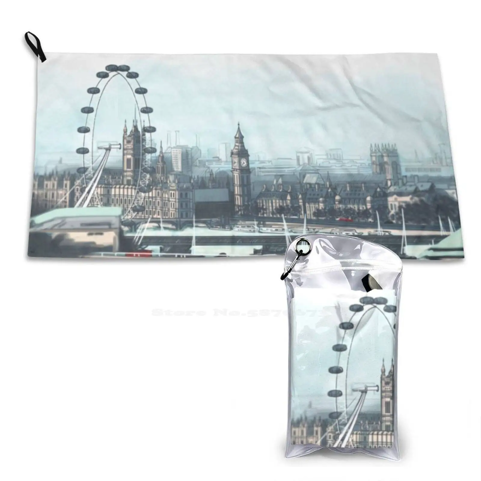 London Soft Towel Quick Dry Beach Towel Sherlock Landscape Cityscape Enerjax London Eye Big Ben