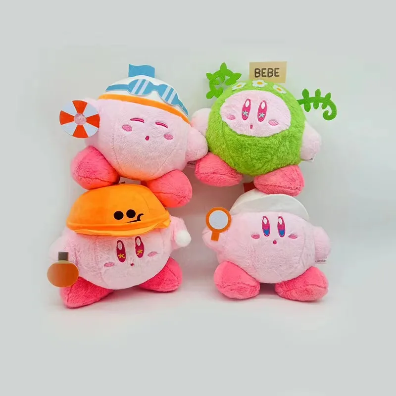 Cute Pink Star Kirby Plush Keychain Japanese Kawaii Style Stuffed Doll Backpack Pendant Bag Charm Soft Toy Gift