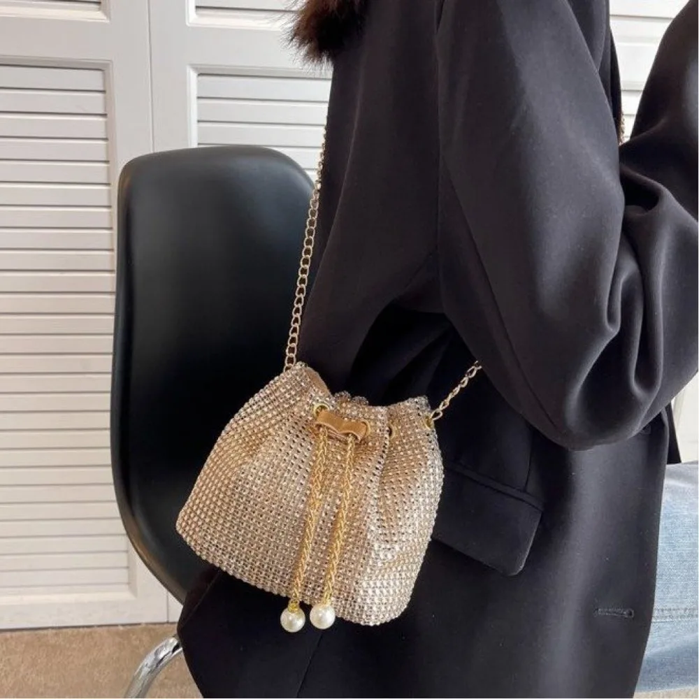 لامعة مساء مأدبة حقيبة الكورية نمط محفظة صغيرة حجر الراين حقيبة كتف دلو حقيبة يد الرباط حقيبة كروسبودي الزفاف