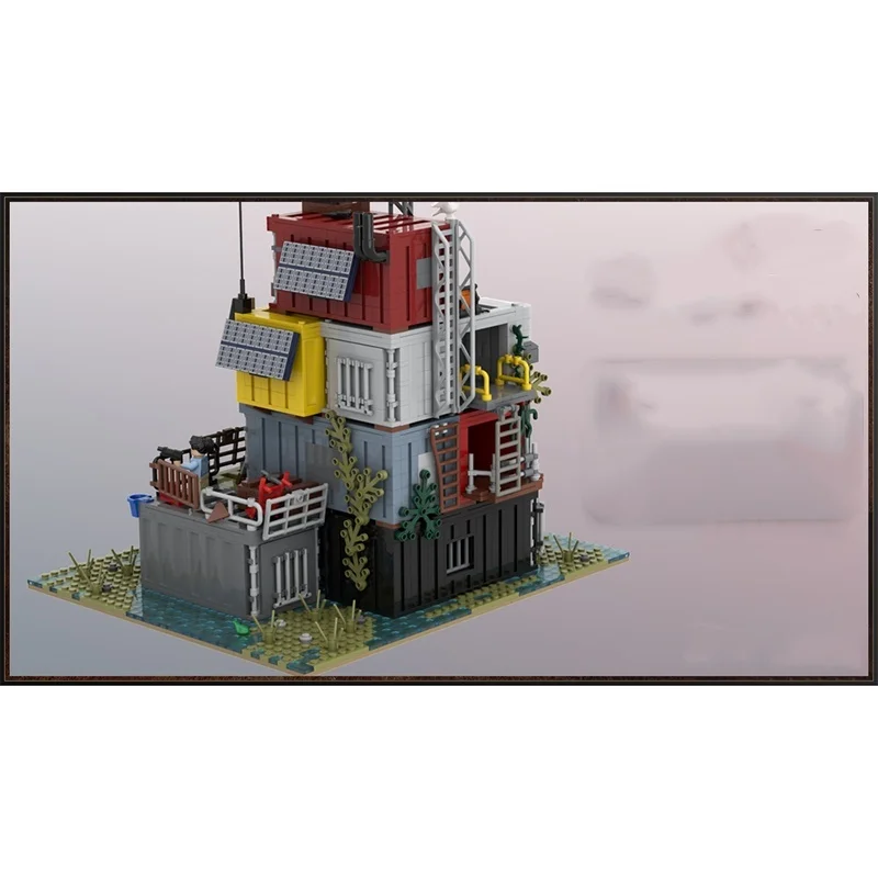 2184pcs MOC Post Apocalyptic Survivors Base On Docks Castle Model Toys Building Blocks Construction Christmas Gifts Display