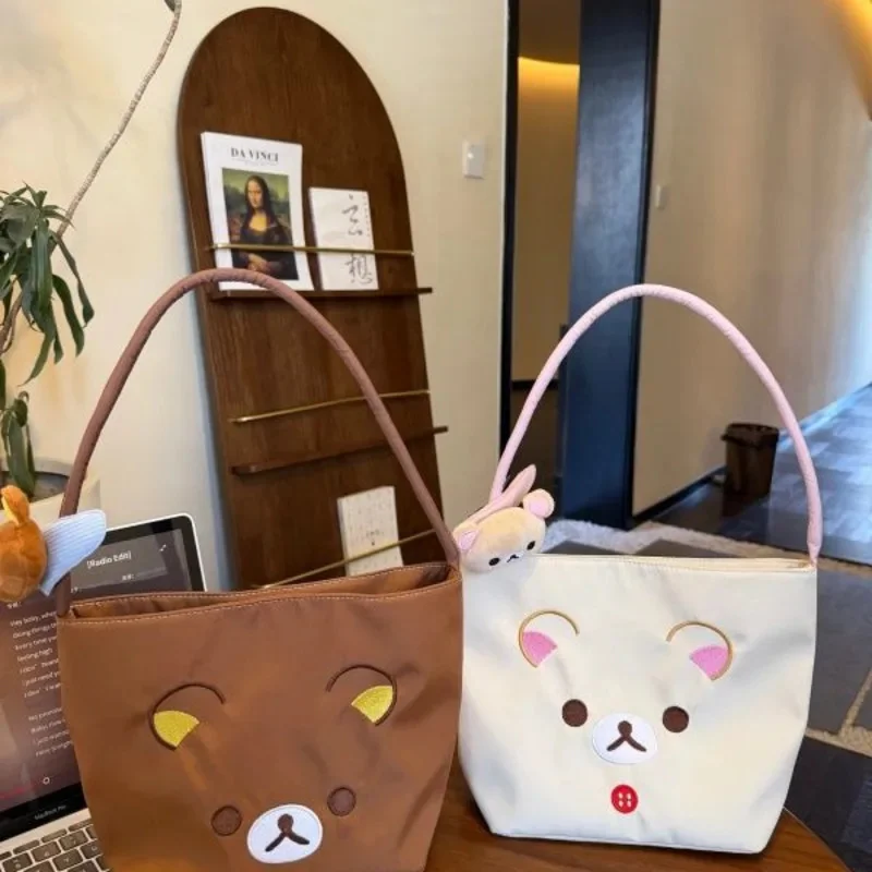 Rilakkuma Handbag Cartoon Large Capacity Shoulder Bag Student School Purse Phone Makeup Pouch Casual Japanese Style Gift