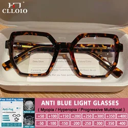 CLLOIO Fashion Square Myopia Prescription Glasses Women Hyperopia Reading Eyeware Anti Blue Light Customized Computer Eyeglasses