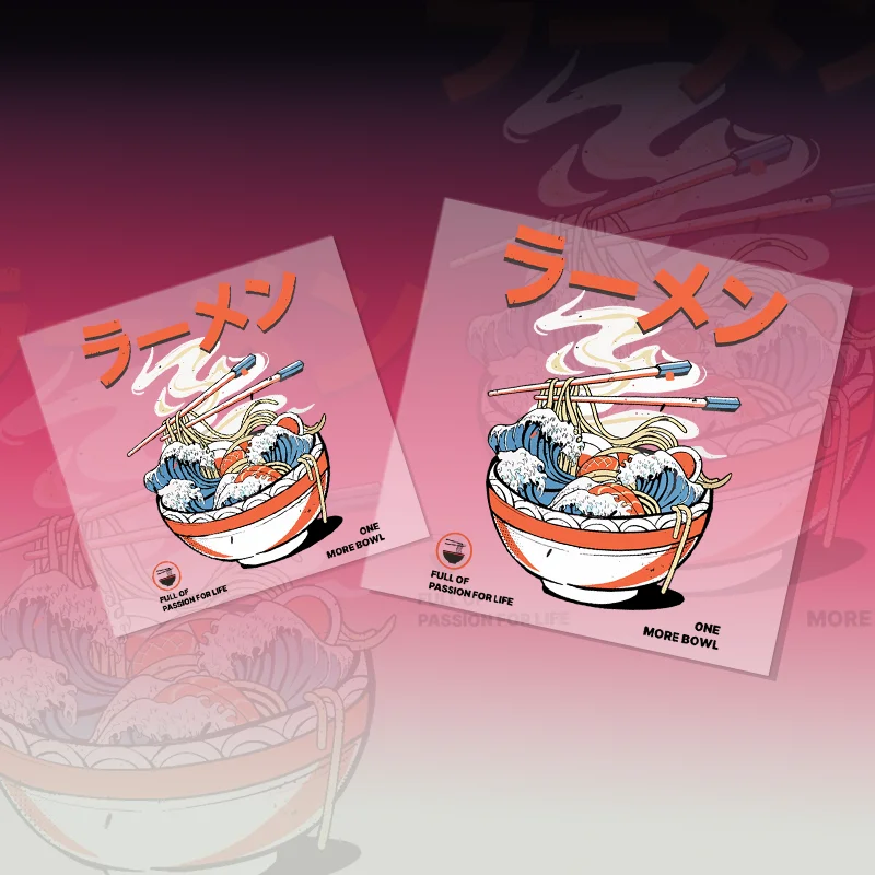 

Автомобильные персонализированные декоративные наклейки из ПВХ с рисунком рамэра можно наклеить на бампер, задние окна автомобиля и наклейки на ноутбук.