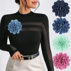 10cm novel Sweet cool fabric denim blue camellia rose vintage high sense brooch with all clothing accessories