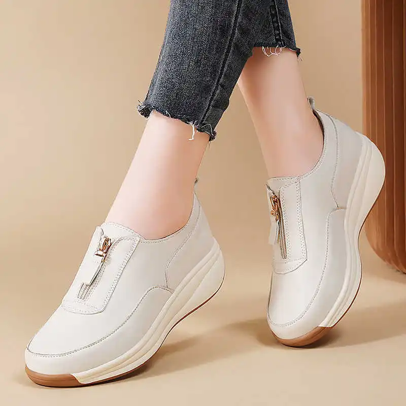 High Platform Round Foot Brown Shoes For Woman Nursing Loafer Womans Brown Sneakers Women Sport Racing Loafer'lar Visitors