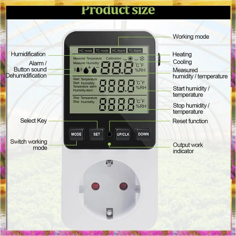 

【AB07 Цена 】Регулятор влажности, Розетка регулятора температуры 230 В, Переключатель температуры, Розетка Термостат Выключатель Вилка европейского стандарта