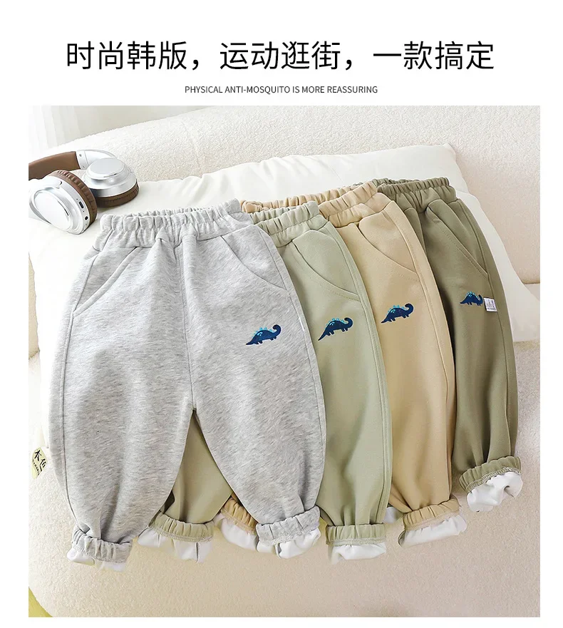 Dinosaurier-Jogginghose mit Kordelzug für Jungen, Kinder-Sweatpants mit Taschen, Herbst, elastischer Bund, lange Babyhose, Sport- und Outdoor-Hose für Kinder – Detail 4