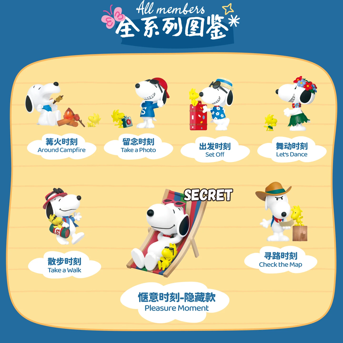 Serie de figuras de compañeros de viaje de Snoopy, cajas ciegas, adornos de juguete, decoraciones de alto valor y lindos regalos.