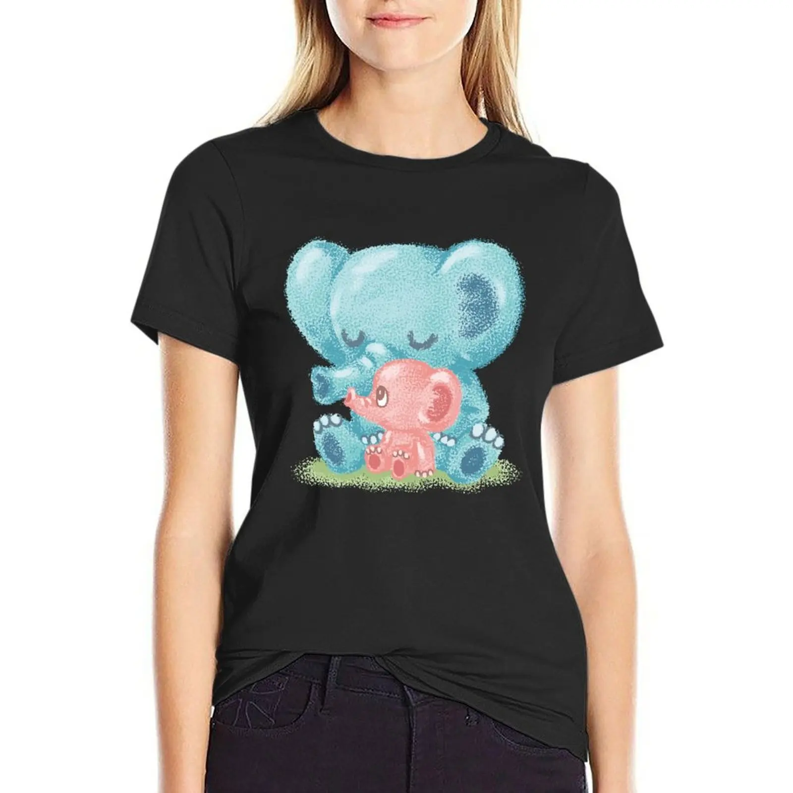 Family of elephant T-Shirt kawaii clothes female funny tshirts woman