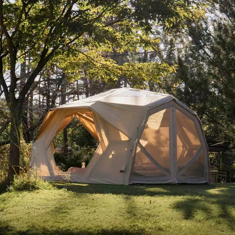 

Air Tent-Beige Durable Cotton Family 4 Seasons Camping Inflatable Canvas Tent Waterproof Outdoor Camping