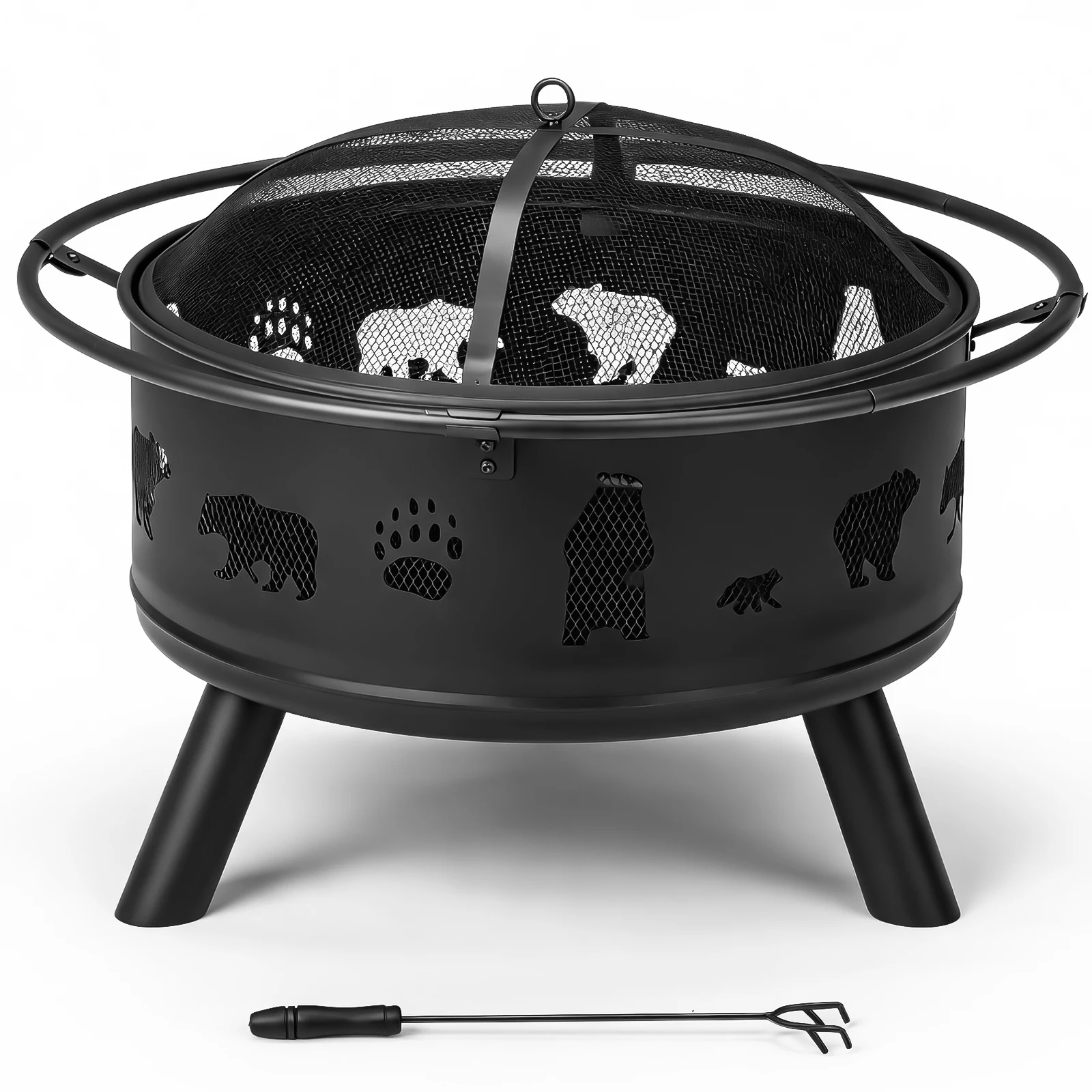 Outdoor Camping Fire Pit - Lareira Redonda de 30 Polegadas para