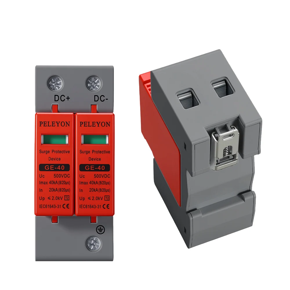PELEYON  1PC 10KA~20KA 600/500V DC 1000V SPD 20KA~40KA   House Surge Protector Protective Low-voltage Arrester Device