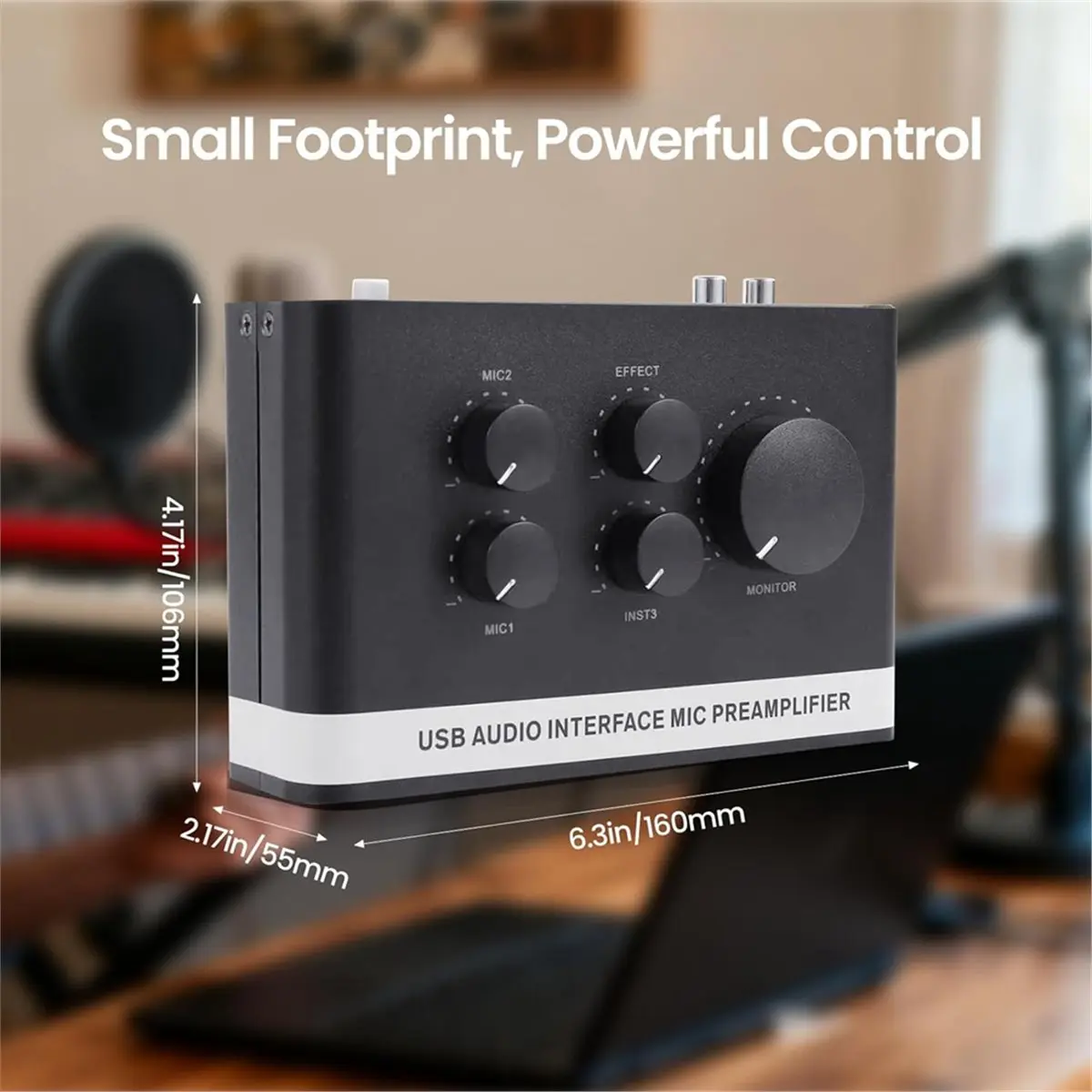 DT81 USB Audio Interface MIC Preamplifier Phantom Power, for Recording, Live Streaming, Podcasting Home Studio