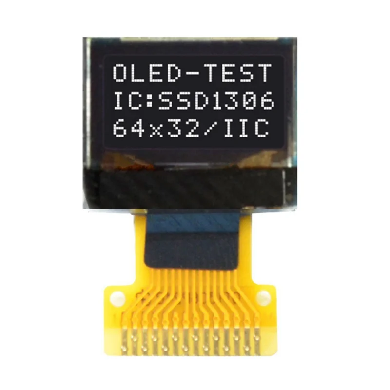 Layar OLED 0.49 inci dengan resolusi 64x32 dan antarmuka Uds IIC I2C SSD1306, 1 lampu latar putih, baru