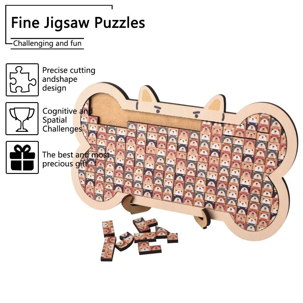 الإبداعية الكرتون القط على شكل لغز لغز خشبي خشبي بازل قطع الحيوان مكدسة لغز بازل قطع الزخرفية #2