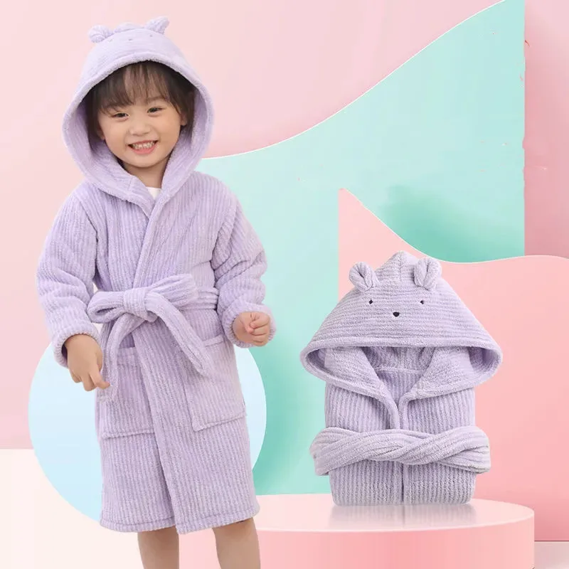 Kids Bathrobe for Girl Boy Children Clothing Autumn Winter Bath Towel Clothes With Cap Thicken Night Robe Kids Pajamas