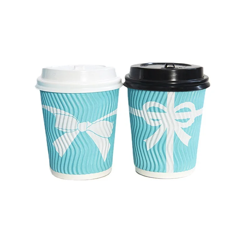 

500pcs Disposable Coffee Paper Cup Thickened Double Insulation Corrugated Paper Cup Soybean Milk Tea Hot Drinks Cup