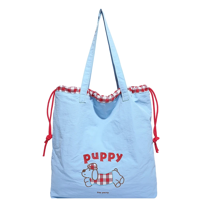 

New Creative Embroidery Single Shoulder Bag Large Capacity Cartoon Dog Crossbody Bag Versatile Women Portable Shopping Bag