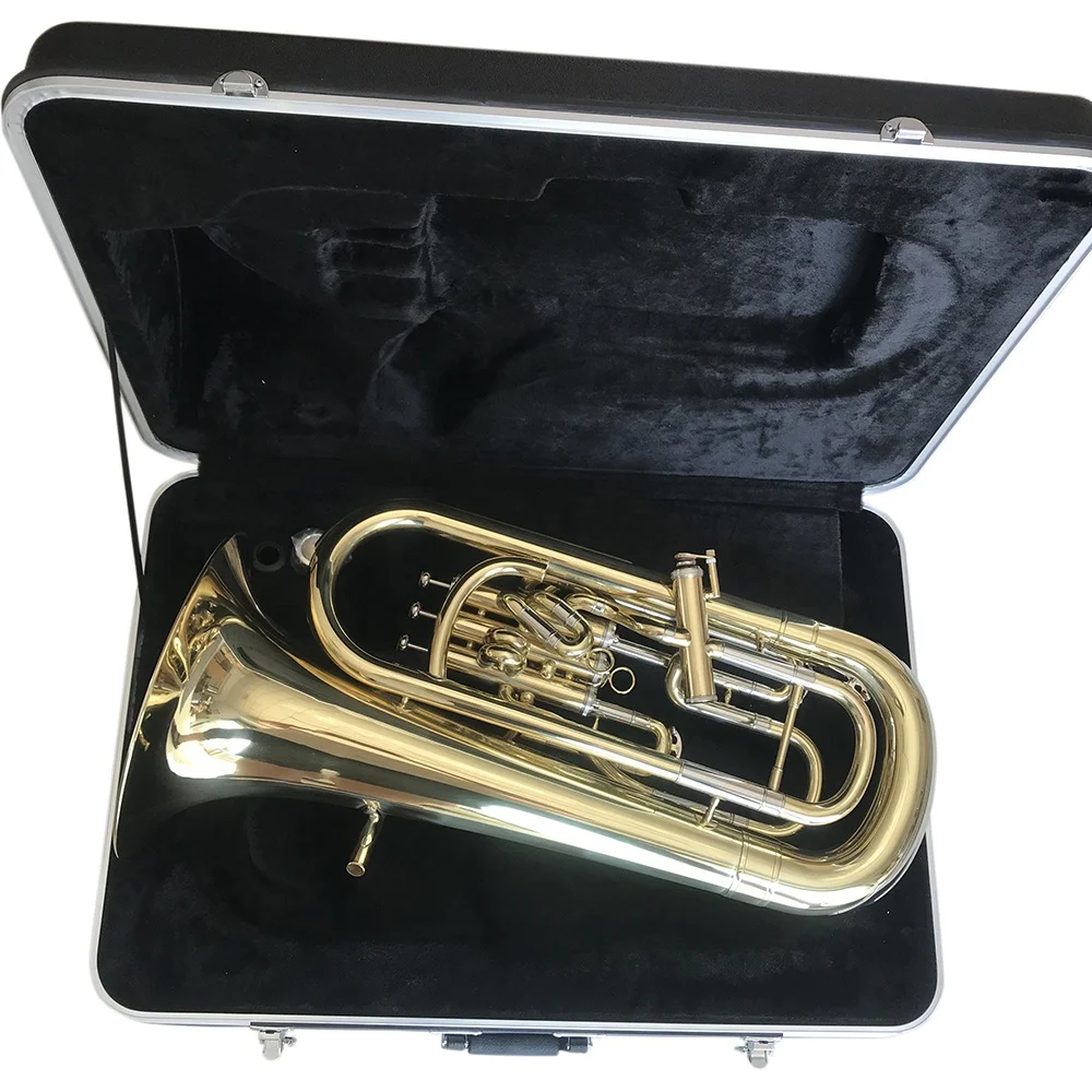 Professional Bb Tone Gold 3+1 Pistons Brass Euphonium Compensation Style Wind Instrument For JYEP7433 Case