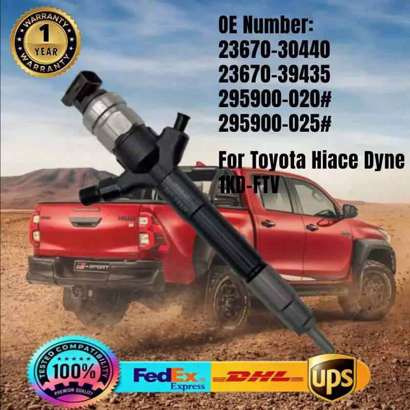 

Fuel Injector 295900-0250 295900-0200 23670-30440 23670-39435 DCRI200250 for Toyota Hiace Dyna 1KD-FTV Engine