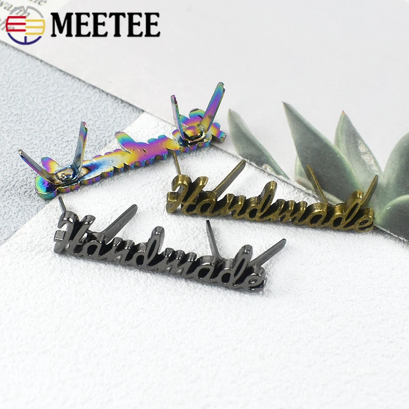 

10Pcs 10*35mm Metal Handmade Label Buckles Handbag Luggage Wallet Decor Insert Button Shoes Handcraft Tags Hardware Accessories