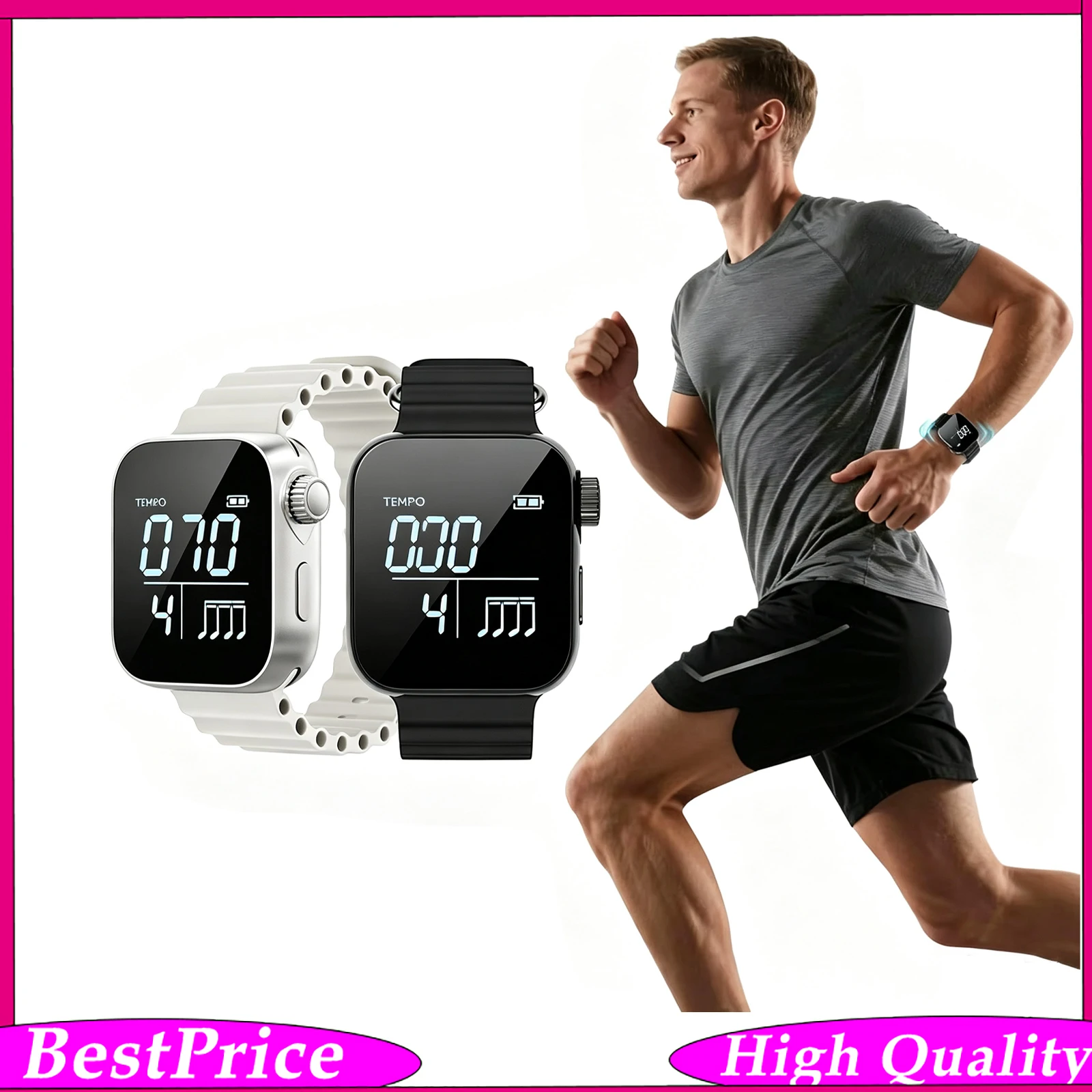 Wearable Vibrating Metronome Watch Adjustable Strap for Running Music Practice Suitable for Guitar Drums Violin Piano Cello