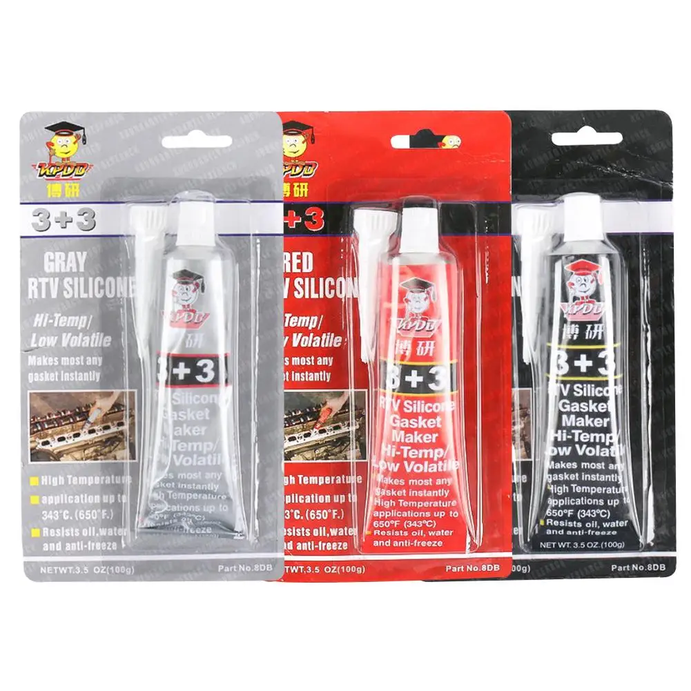 3 + 3 Sealant High Temperature Silicone Adhesive Sealant Automotive Non-adhesive Gasket Oil Resistant Waterproof Sealant