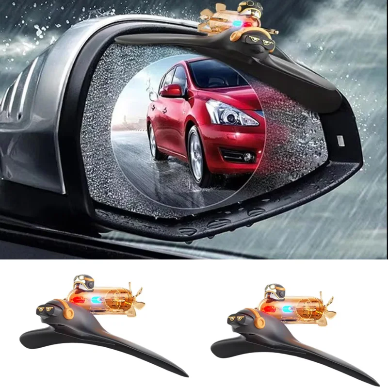 

Rear View Mirror Decor Vehicle Rearview Mirror Decoration Lighting Adhesive Waterproof Wind-Powered Car Accessories for Auto
