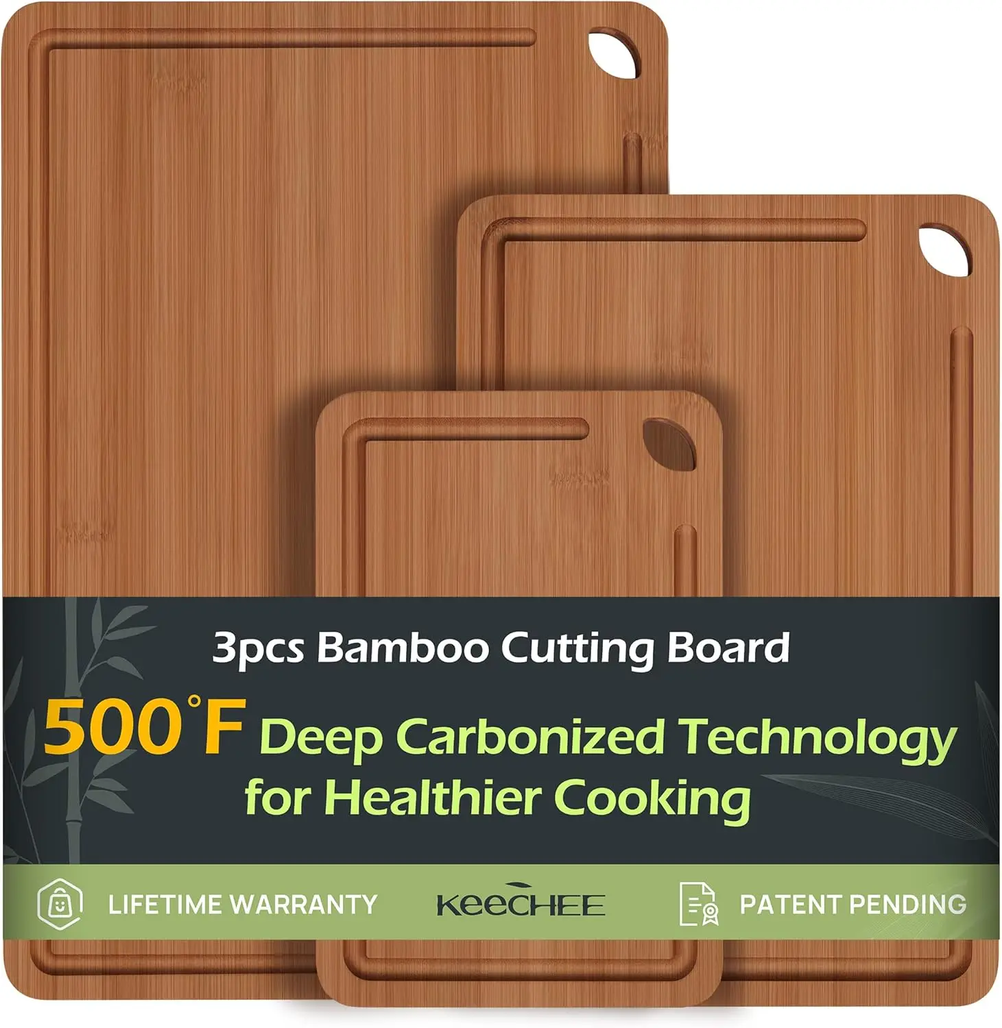 Durable Wood Cutting Boards for Kitchen with Deep Juice Grooves & Buieal Charcuterie & Chopping for Meat, Vegetables and F