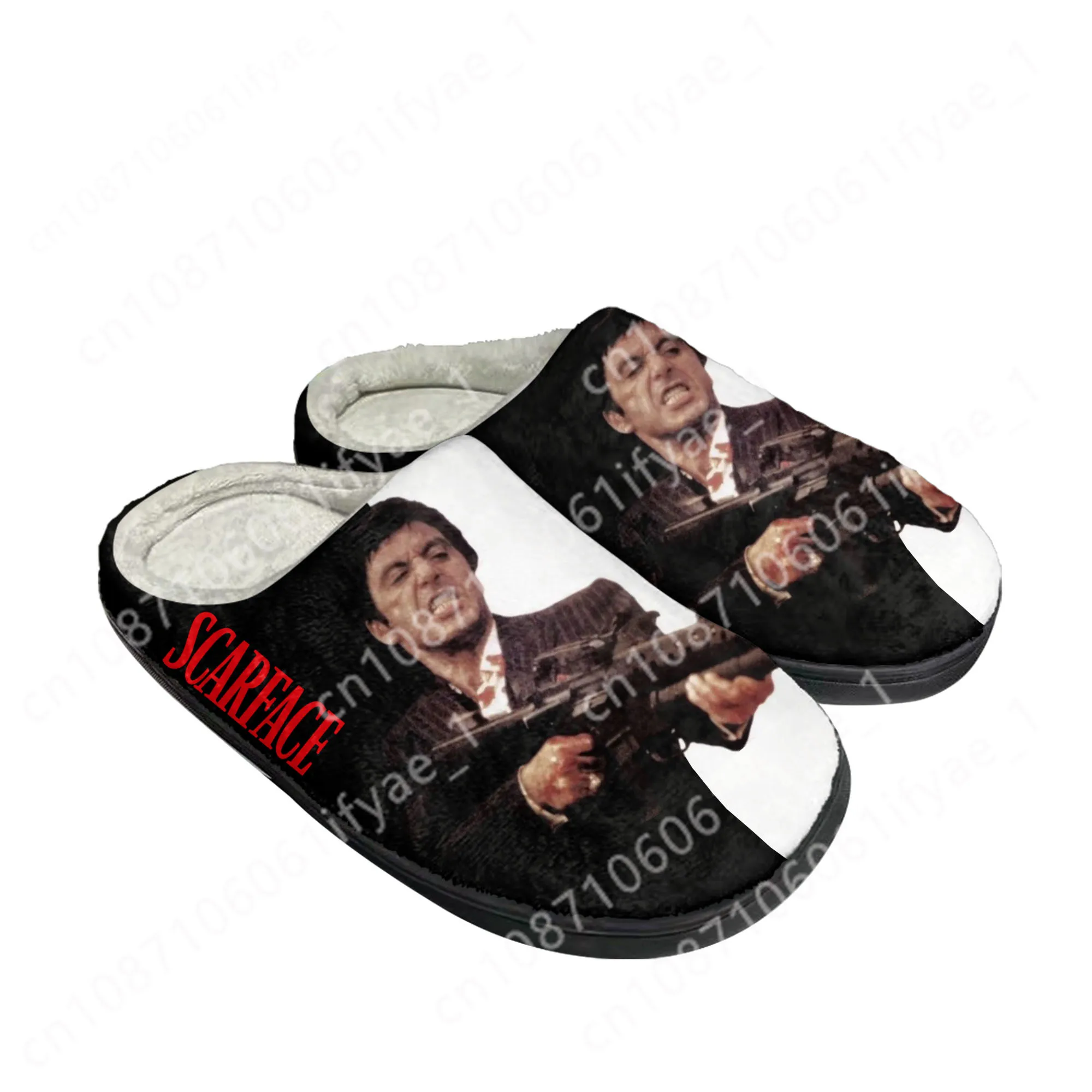 Zapatillas de algodón para el hogar Scarface para hombre y mujer, zapatos informales de felpa Al Pacino para dormitorio, zapatillas térmicas para mantener el calor, zapatos personalizados