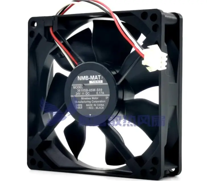 

NMB 3610SB-05W-S59 DC 24V 0.17A 90x90x25mm 3-Wire Server Cooling Fan